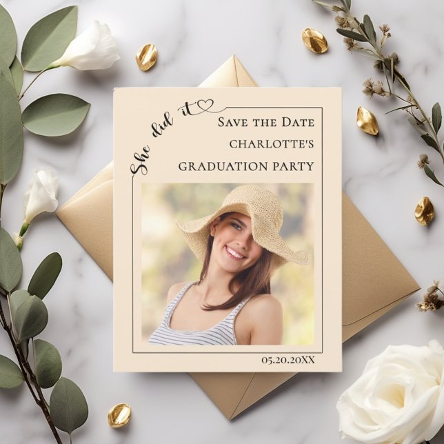 Photo Champagne modern Graduation Save the Date Flyer (Creator Uploaded)