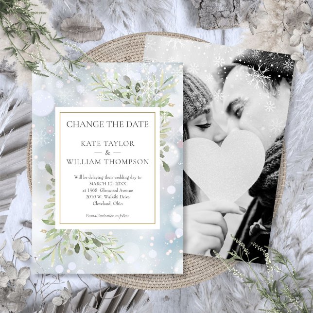 Photo Change the Date Greenery Leaves Winter Save The Date (Photo Change the Date Greenery Leaves Winter Save The Date)