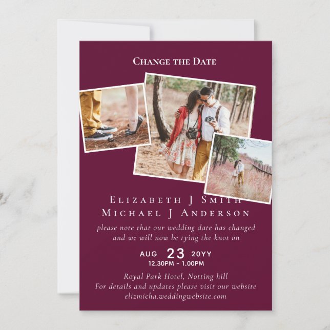 PHOTO Change the Date Plans Postponement ANY Event (Front)