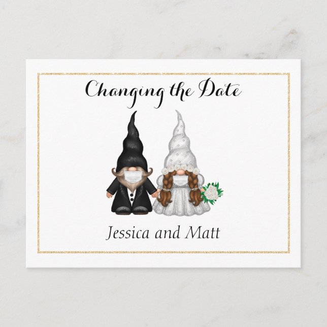 Photo Changing the Date Postcard With Fun Gnome (Front)