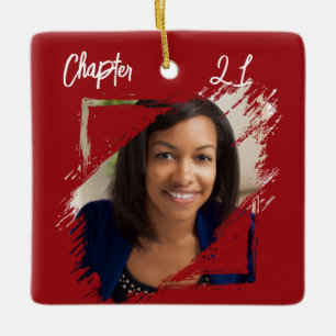 Photo Chapter 21 red white Christmas Ceramic Ornament