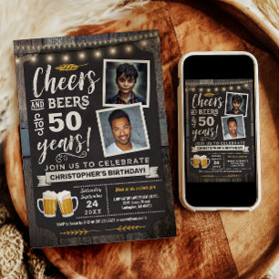 Photo Cheers and Beers 50th Birthday Invitation