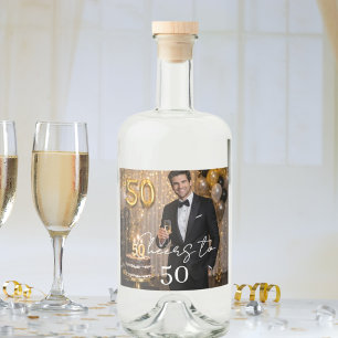 Photo cheers birthday party liquor bottle label