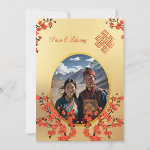 Photo Cherry Blossom Tibetan Wedding Invitation