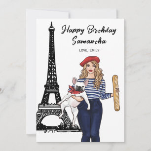 Photo Chic Eiffel Tower, French Bulldog Birthday Card