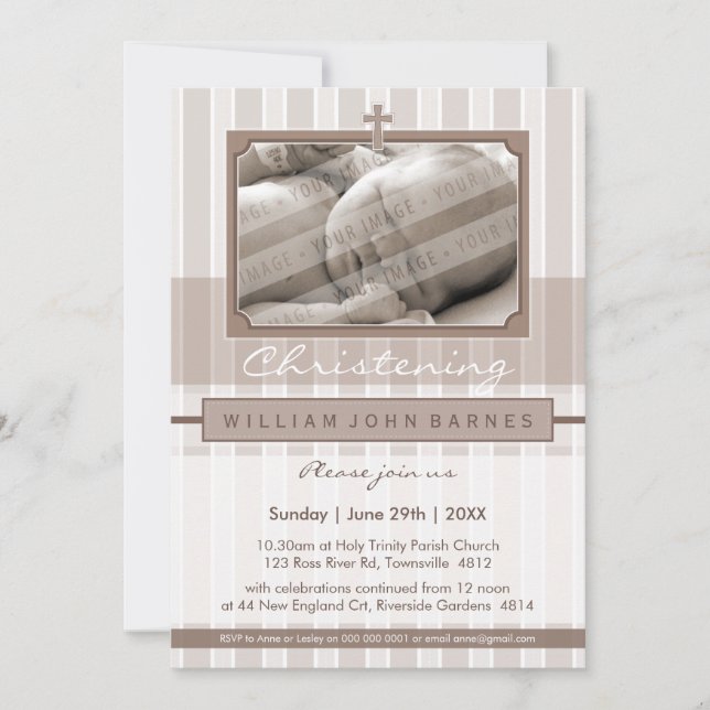 PHOTO CHRISTENING INVITATIONS :: élégant 1P