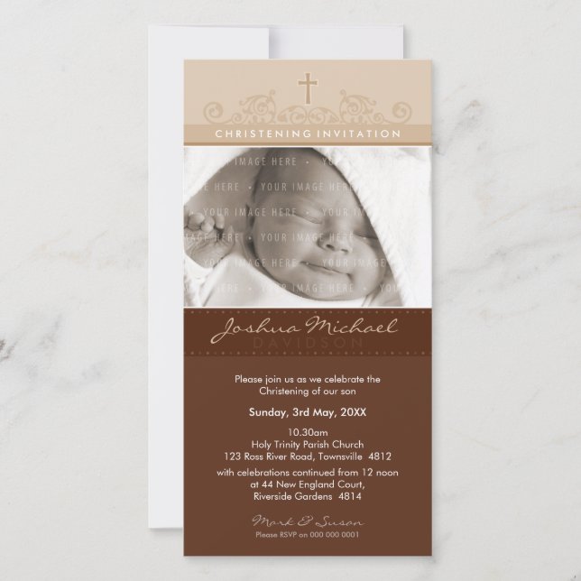 PHOTO CHRISTENING INVITATIONS :: elegant 3 (Front)