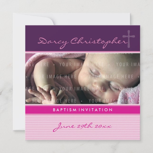PHOTO CHRISTENING INVITATIONS :: foi 3SQ (Devant)