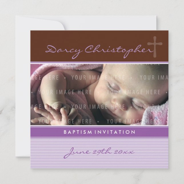 PHOTO CHRISTENING INVITATIONS :: foi 6SQ (Devant)