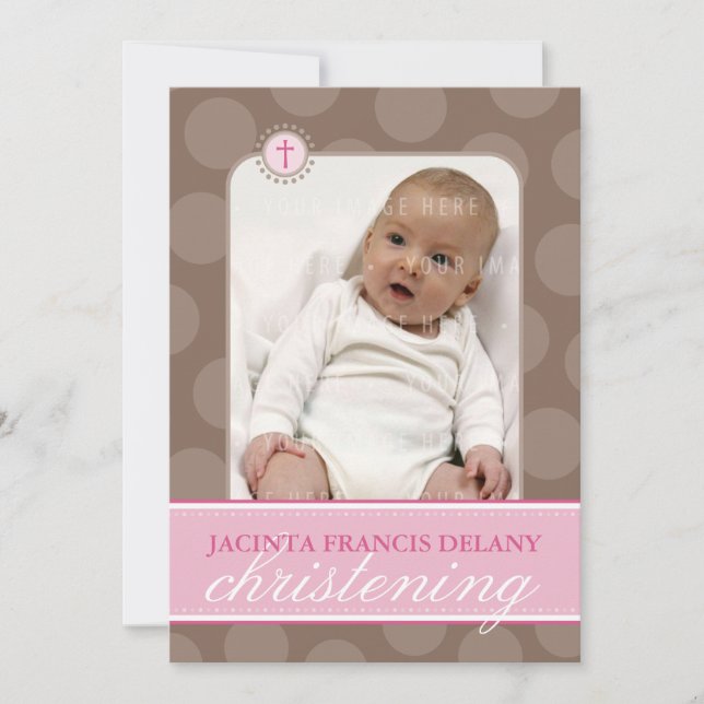 PHOTO CHRISTENING INVITES :: polkadot 1P (Front)