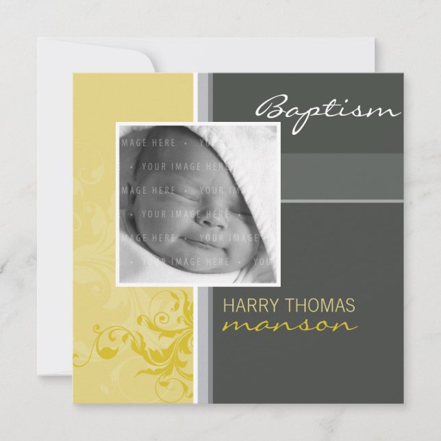 PHOTO CHRISTENING INVITES :: posh 1SQ (Front)