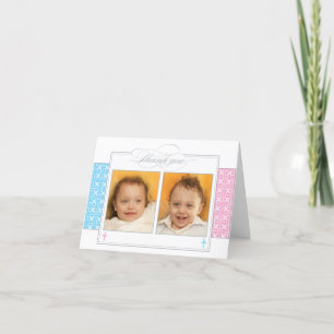 Photo Christening Thank You Card    Twins