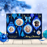Photo Christmas Bauble Navy Blue Watercolor Family Foil Holiday Card<br><div class="desc">This 5 Photo Christmas card features hand pained watercolor baubles in shades of blue and turquoise, there are 5 frames for you to add your own photos, you could upload individual members of the family and pets or just fun photos together if you have a smaller family, whatever you prefer....</div>