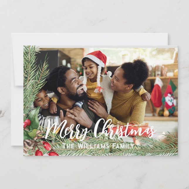 Photo Christmas Card Double Sided Modern Holiday (Front)