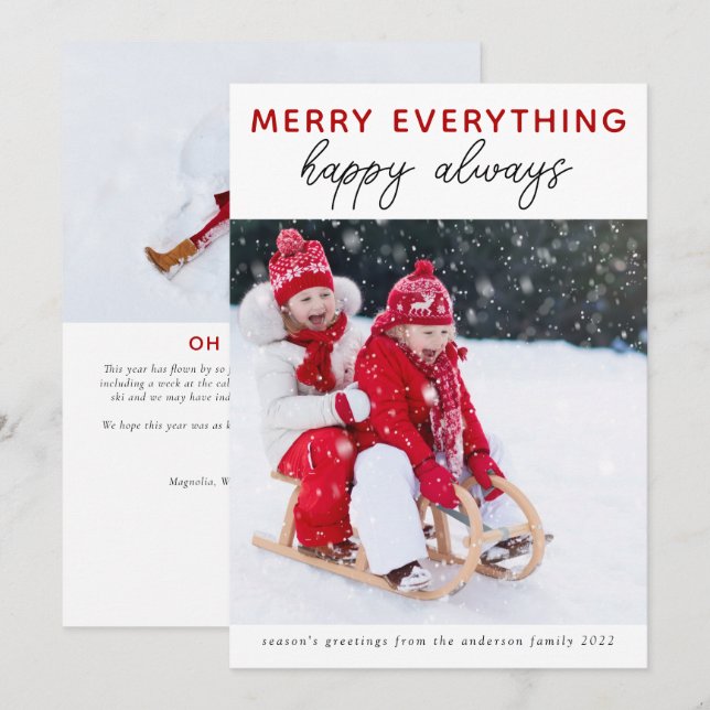 Photo Christmas Card | Merry Everything  (Front/Back)