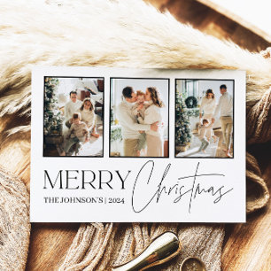 Photo Christmas Card, Modern Merry Christmas Holiday Postcard