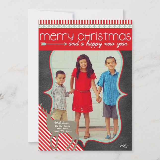 Photo Christmas Chalkboard Card (Front)