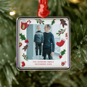 Photo Christmas Cute Cookies Metal Ornament