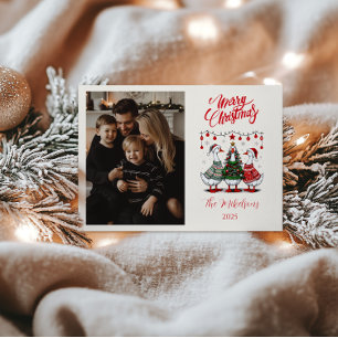 Photo Christmas Geese in Cozy Sweaters Holiday Card