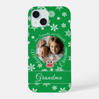 Photo Christmas Green Cute Reindeer White Script