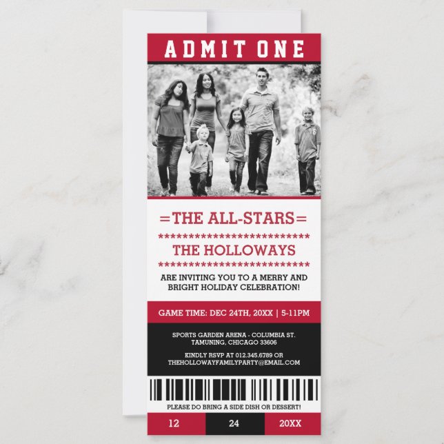 Photo Christmas Holiday Party Ticket Invitations (Front)