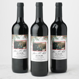 Photo Christmas Holiday Save the date Wine Label