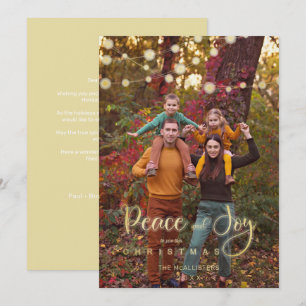 Photo Christmas Lights Peace Joy Whimsical Script