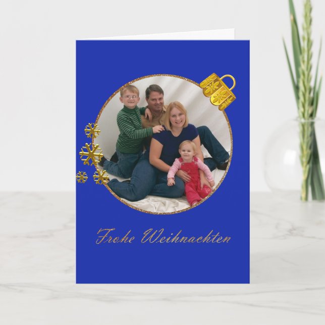 Photo Christmas Ornament German Greeting Holiday Card (Front)