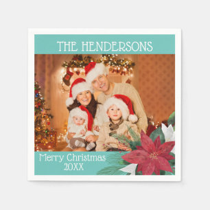 Photo Christmas Party Poinsettia Napkins