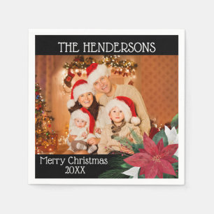 Photo Christmas Party Poinsettia Napkins