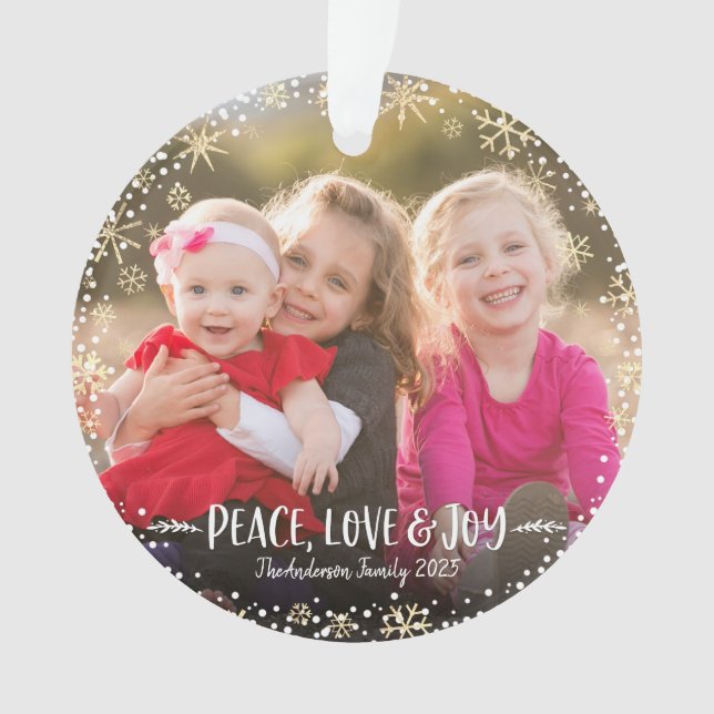 Photo Christmas Peace Love Joy Gold Snowflake Bold (devant)