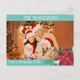Photo Christmas Poinsettia Holiday Postcard