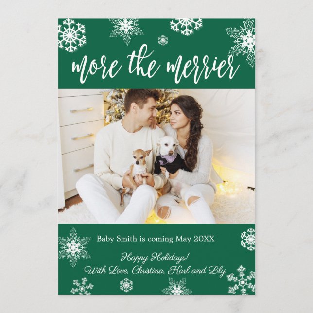 Photo Christmas Pregnancy Announcement Cards (Front)