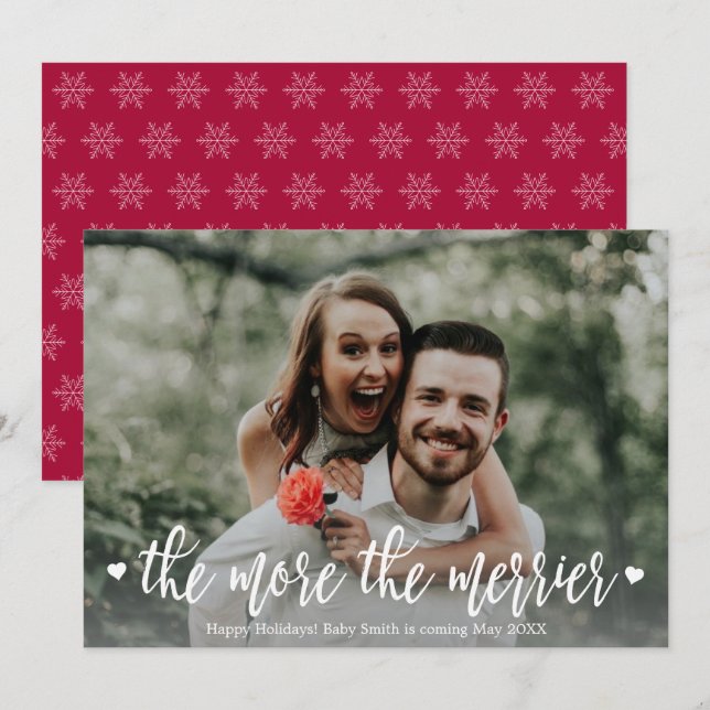 Photo Christmas Pregnancy Announcement Cards (Front/Back)