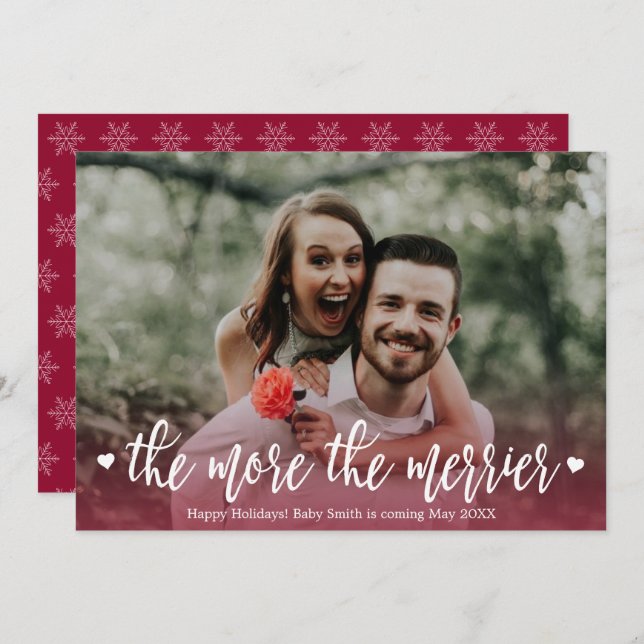 Photo Christmas Pregnancy Announcement Cards (Front/Back)
