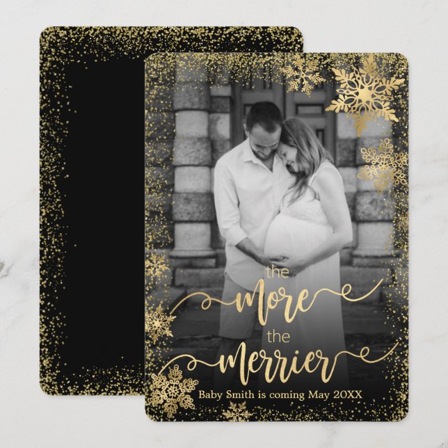 Photo Christmas Pregnancy Announcement Cards (Front/Back)