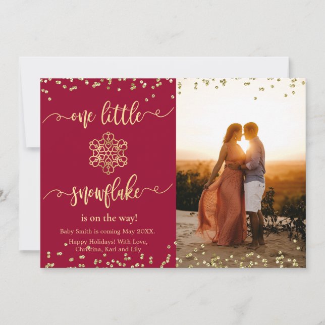 Photo Christmas Pregnancy Announcement Cards (Front)