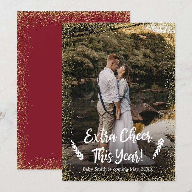 Photo Christmas Pregnancy Announcement Cards (Front/Back)