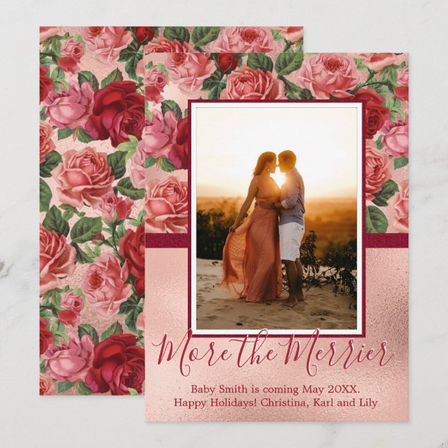 Photo Christmas Pregnancy Announcement Cards (Front/Back)