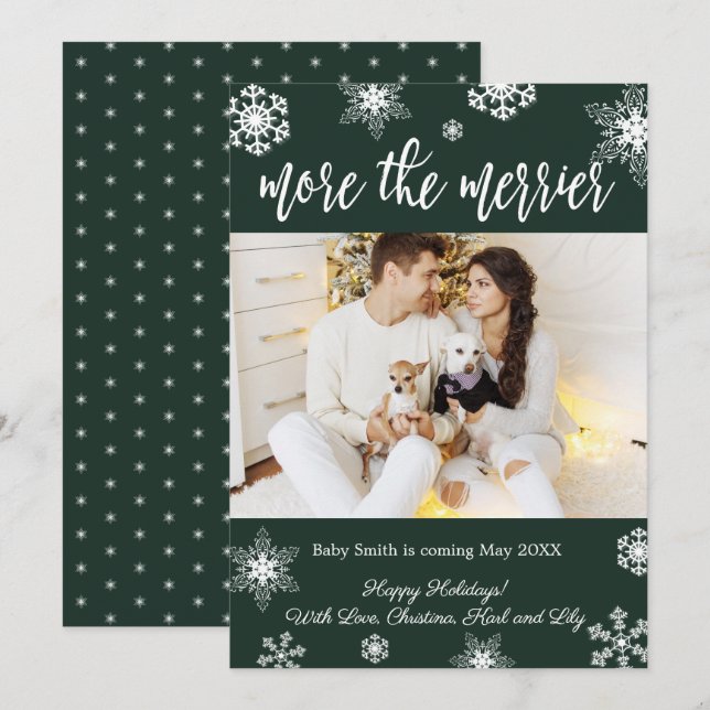 Photo Christmas Pregnancy Announcement Cards (Front/Back)