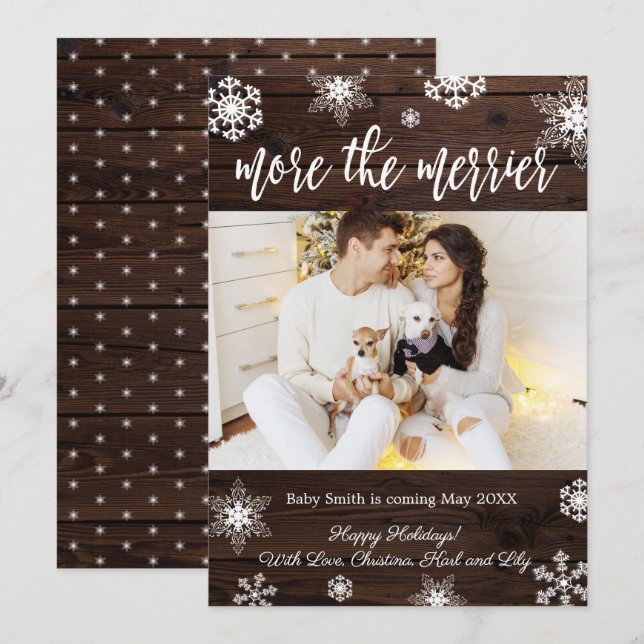 Photo Christmas Pregnancy Announcement Cards (Front/Back)