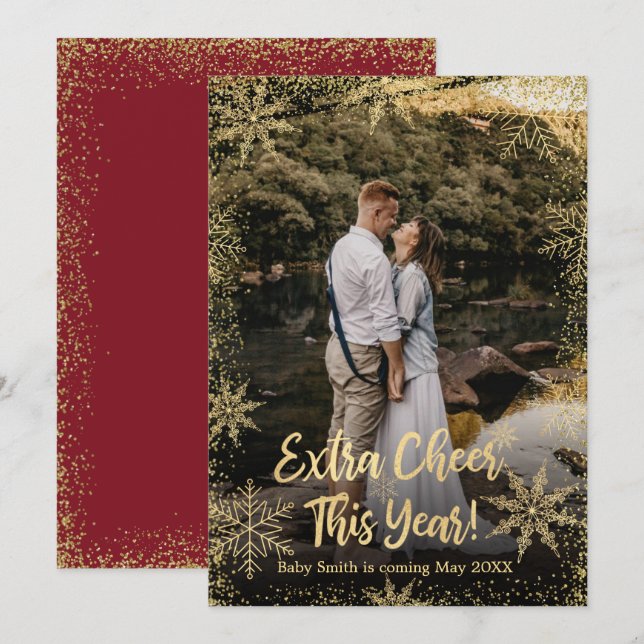 Photo Christmas Pregnancy Announcement Cards (Front/Back)