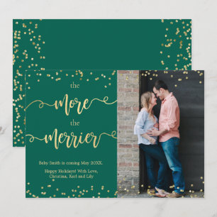 Photo Christmas Pregnancy Announcement Cards Green