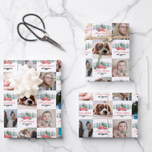 Photo Christmas Red Truck Wrapping Paper Sheets
