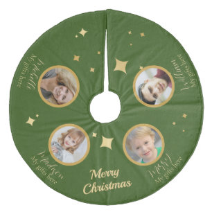 Photo Christmas Tree Skirt with Names & Gift Place