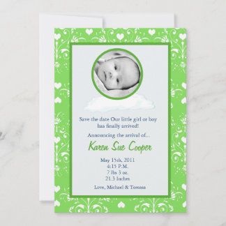 PHOTO circulaire 5x7 sur un Faire-part de naissanc