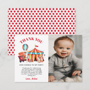 Photo Circus Carnival Birthday Party  Thank You Card