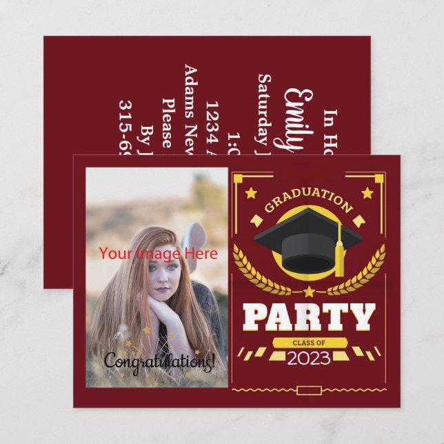 Photo Class of 2023 Graduation Party  Card (Front/Back)