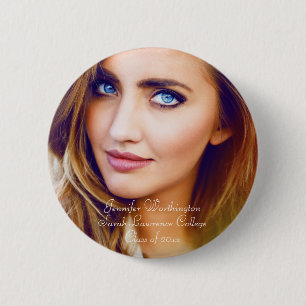 Photo "Class of" name school trendy graduation 2 Inch Round Button