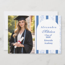 Photo Classic Blue Toile Graduation Party